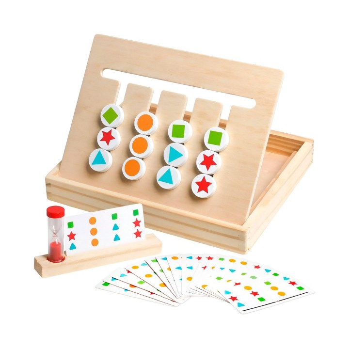 Juego De Mesa Madera Figuras Patrones Colores Aprendizaje