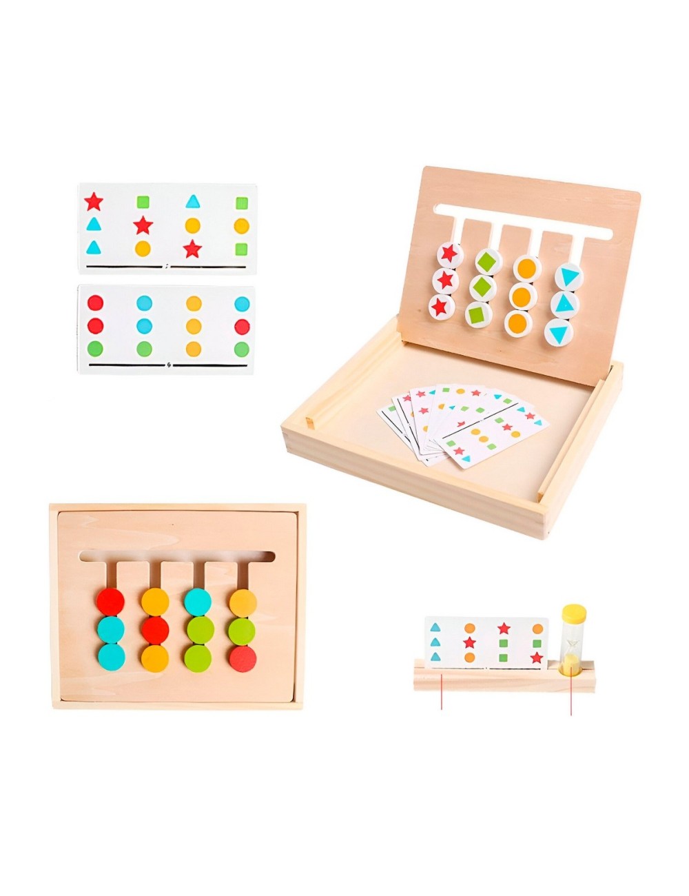 Juego De Mesa Madera Figuras Patrones Colores Aprendizaje