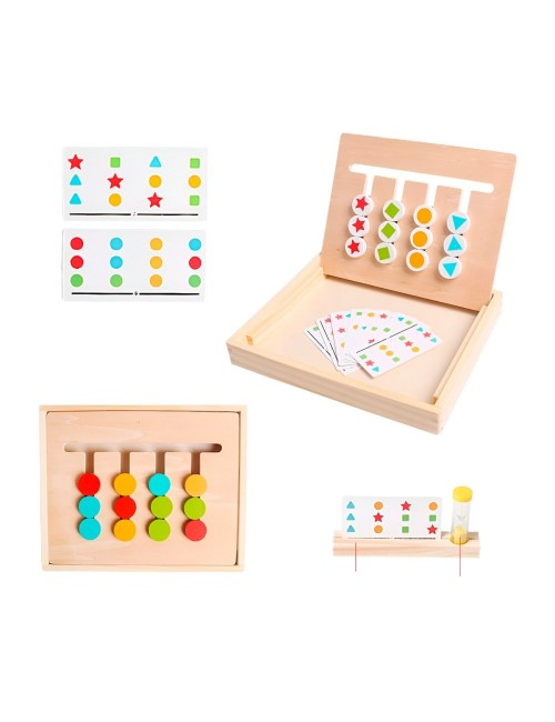 Juego De Mesa Madera Figuras Patrones Colores Aprendizaje