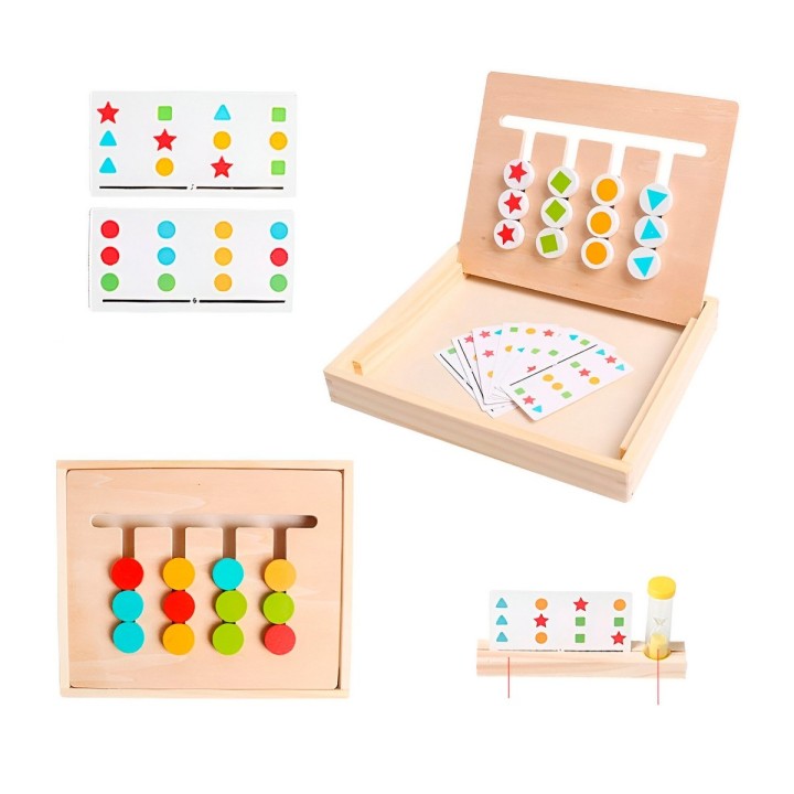 Juego De Mesa Madera Figuras Patrones Colores Aprendizaje