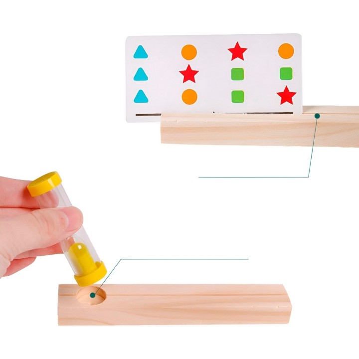 Juego De Mesa Madera Figuras Patrones Colores Aprendizaje