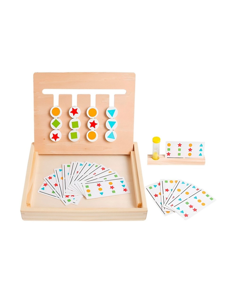 Juego De Mesa Madera Figuras Patrones Colores Aprendizaje