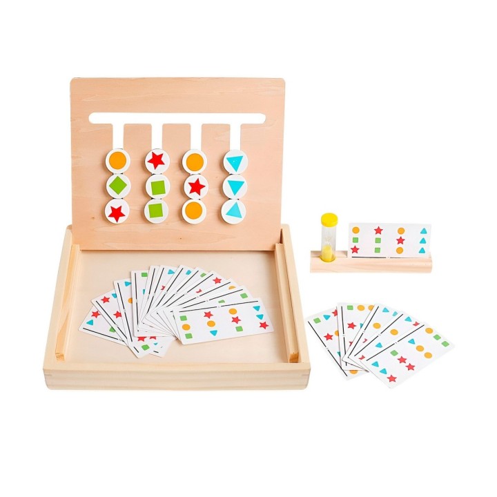 Juego De Mesa Madera Figuras Patrones Colores Aprendizaje