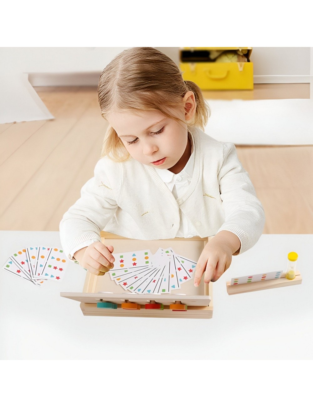 Juego De Mesa Madera Figuras Patrones Colores Aprendizaje