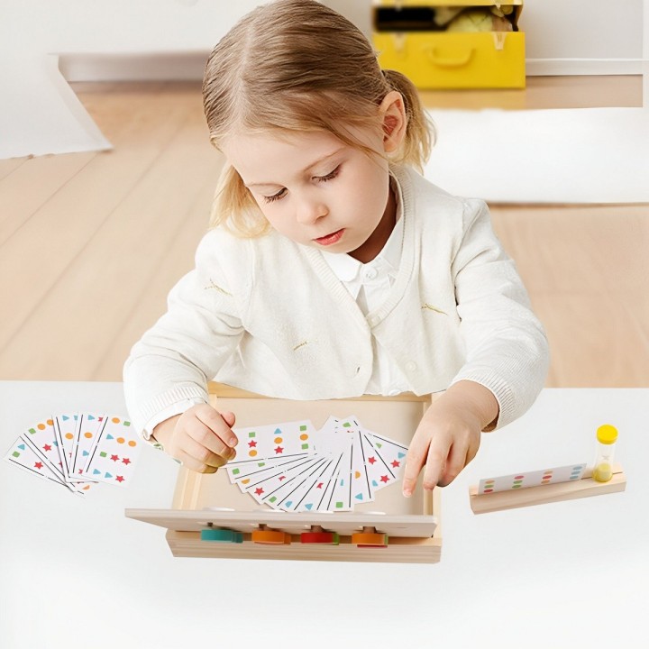 Juego De Mesa Madera Figuras Patrones Colores Aprendizaje