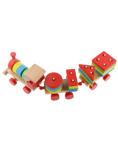 Tren De Madera Encastre Aprendizaje Habilidad Figuras Niños
