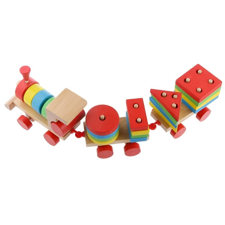 Tren De Madera Encastre Aprendizaje Habilidad Figuras Niños