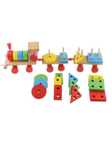 Tren De Madera Encastre Aprendizaje Habilidad Figuras Niños