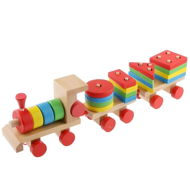 Tren De Madera Encastre Aprendizaje Habilidad Figuras Niños