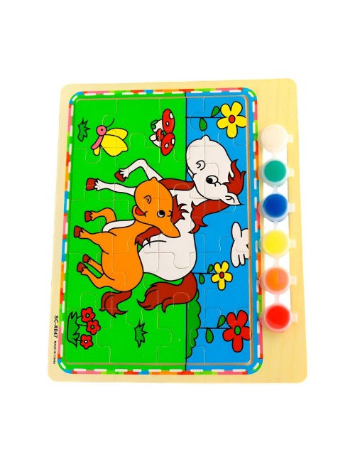 Rompecabezas Puzzle Aprendizaje Niños + Tablero Y Pinturas