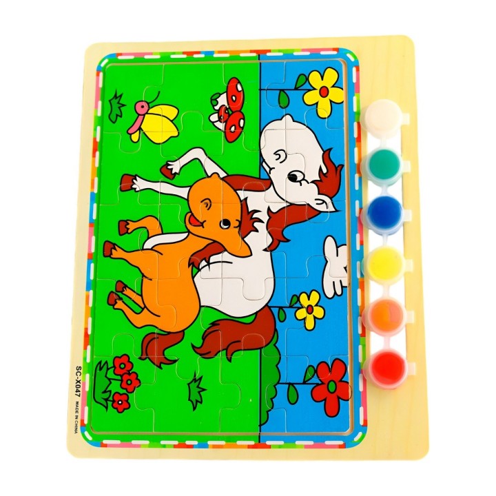 Rompecabezas Puzzle Aprendizaje Niños + Tablero Y Pinturas