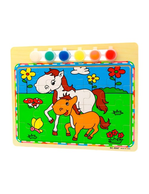 Rompecabezas Puzzle Aprendizaje Niños + Tablero Y Pinturas