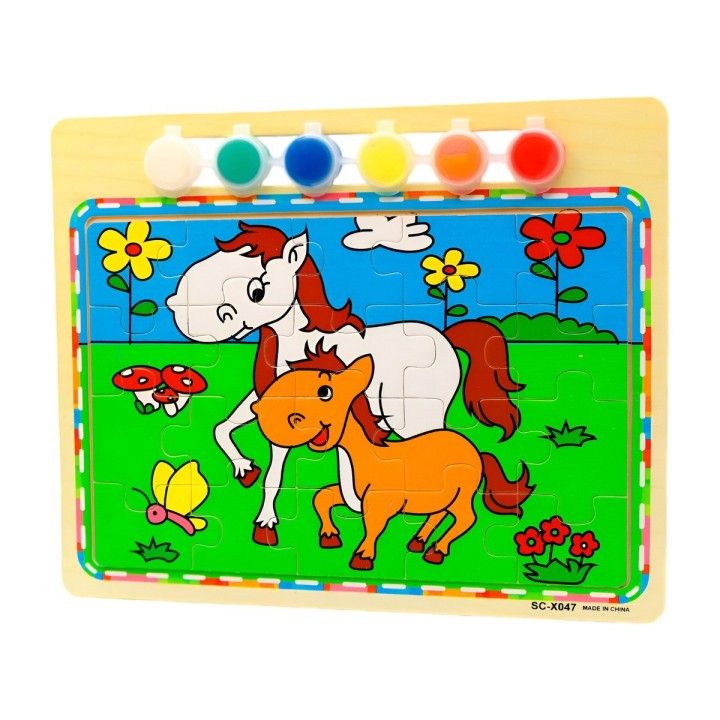 Rompecabezas Puzzle Aprendizaje Niños + Tablero Y Pinturas