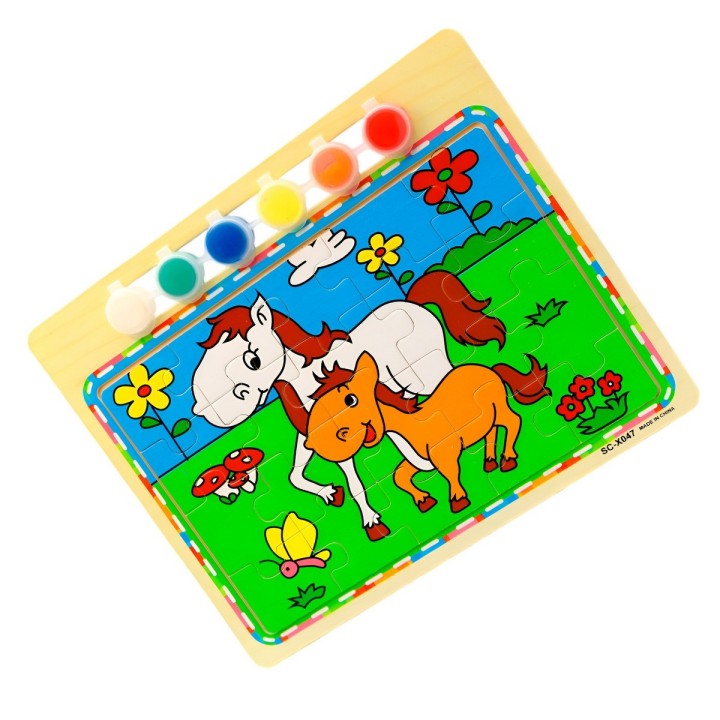 Rompecabezas Puzzle Aprendizaje Niños + Tablero Y Pinturas