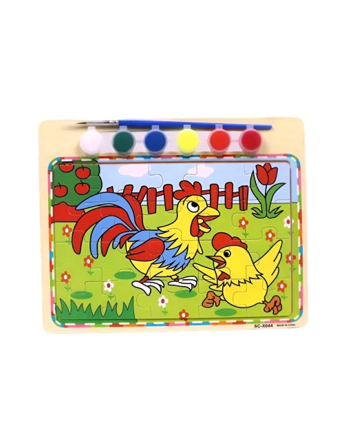 Rompecabezas Puzzle Aprendizaje Niños + Tablero Y Pinturas