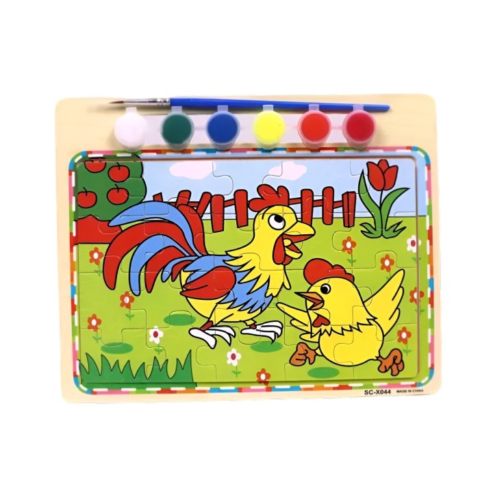 Rompecabezas Puzzle Aprendizaje Niños + Tablero Y Pinturas