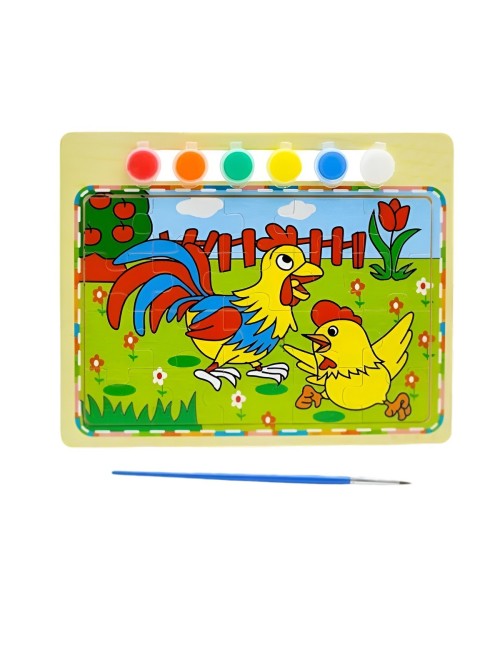 Rompecabezas Puzzle Aprendizaje Niños + Tablero Y Pinturas