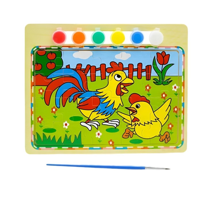 Rompecabezas Puzzle Aprendizaje Niños + Tablero Y Pinturas