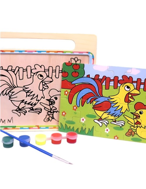 Rompecabezas Puzzle Aprendizaje Niños + Tablero Y Pinturas