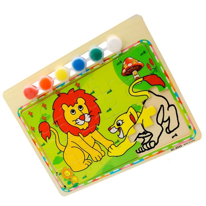 Rompecabezas Puzzle Aprendizaje Niños + Tablero Y Pinturas