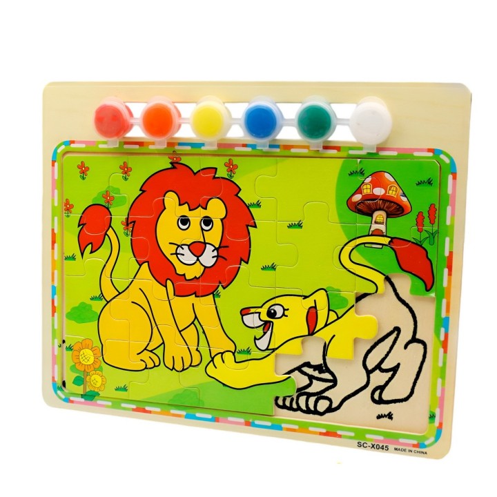 Rompecabezas Puzzle Aprendizaje Niños + Tablero Y Pinturas
