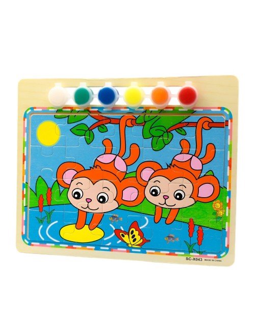 Rompecabezas Puzzle Aprendizaje Niños + Tablero Y Pinturas