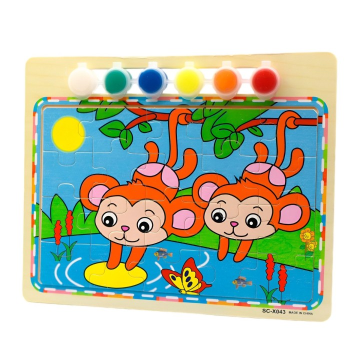 Rompecabezas Puzzle Aprendizaje Niños + Tablero Y Pinturas