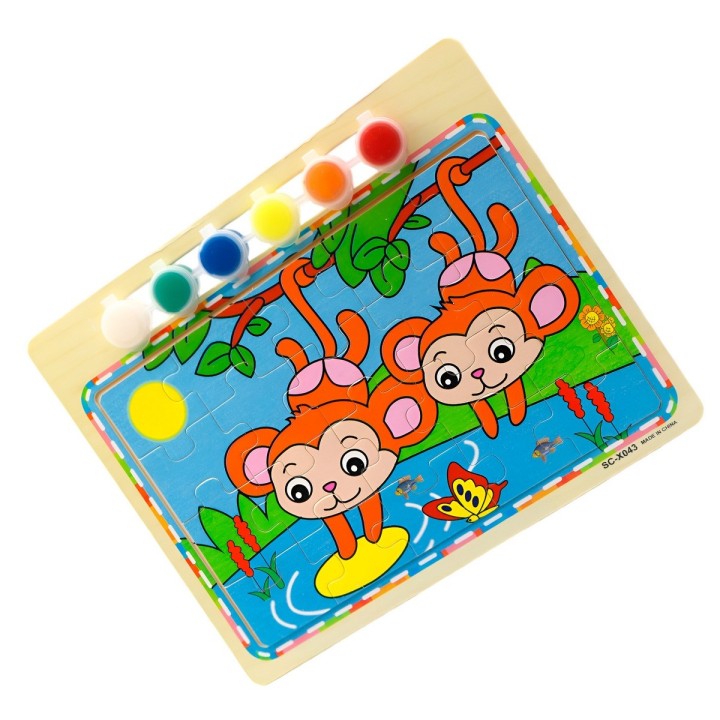 Rompecabezas Puzzle Aprendizaje Niños + Tablero Y Pinturas