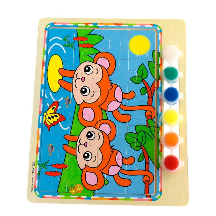 Rompecabezas Puzzle Aprendizaje Niños + Tablero Y Pinturas
