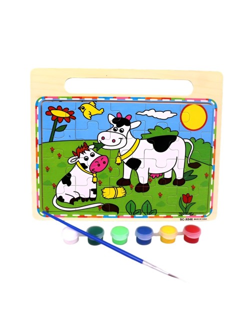 Rompecabezas Puzzle Aprendizaje Niños + Tablero Y Pinturas