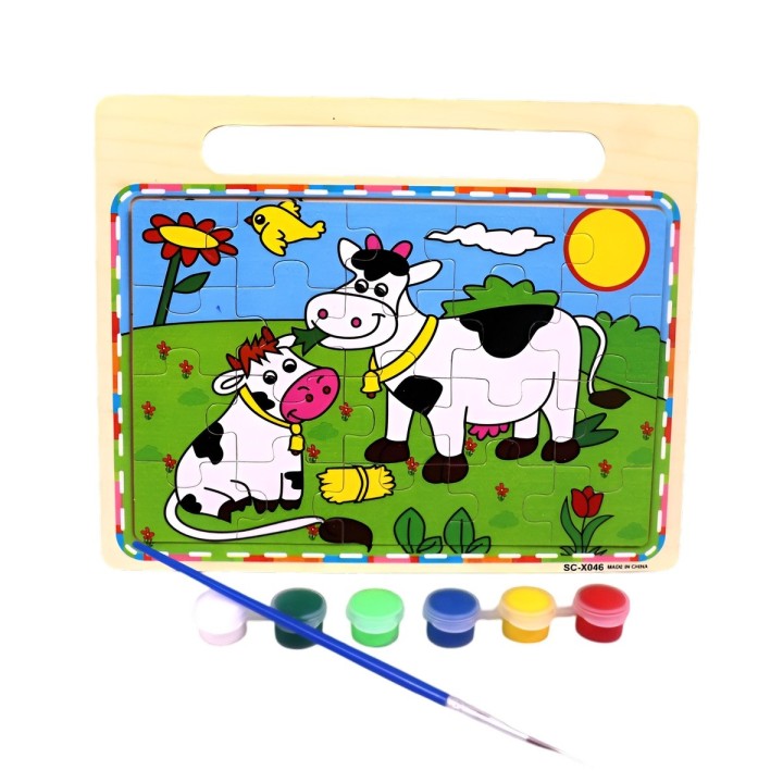 Rompecabezas Puzzle Aprendizaje Niños + Tablero Y Pinturas