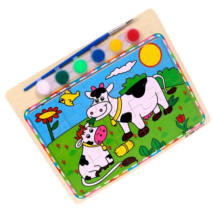 Rompecabezas Puzzle Aprendizaje Niños + Tablero Y Pinturas