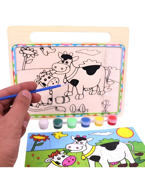 Rompecabezas Puzzle Aprendizaje Niños + Tablero Y Pinturas