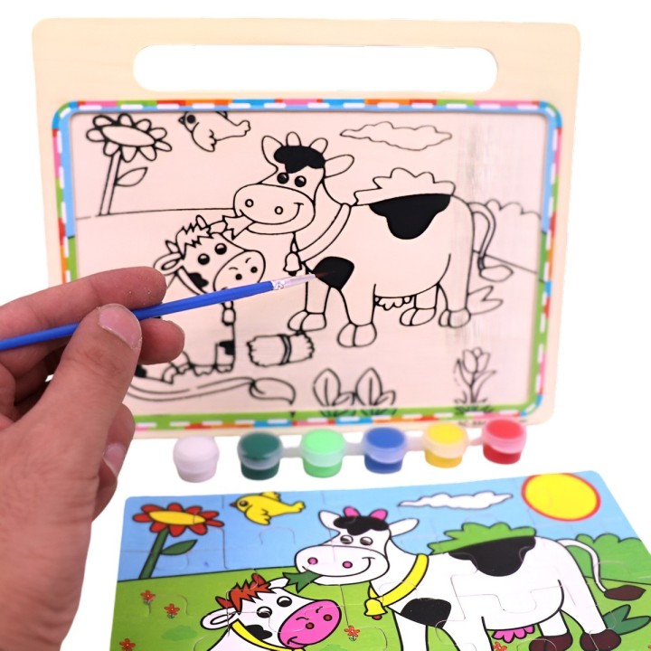Rompecabezas Puzzle Aprendizaje Niños + Tablero Y Pinturas