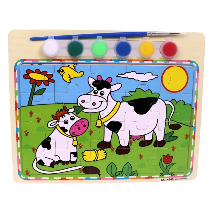 Rompecabezas Puzzle Aprendizaje Niños + Tablero Y Pinturas