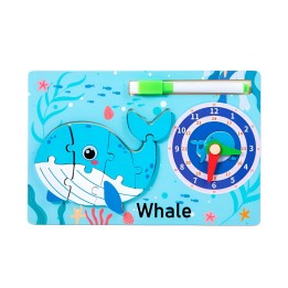 Rompecabeza Didactico Animal Selva + Reloj Tablero Marcador