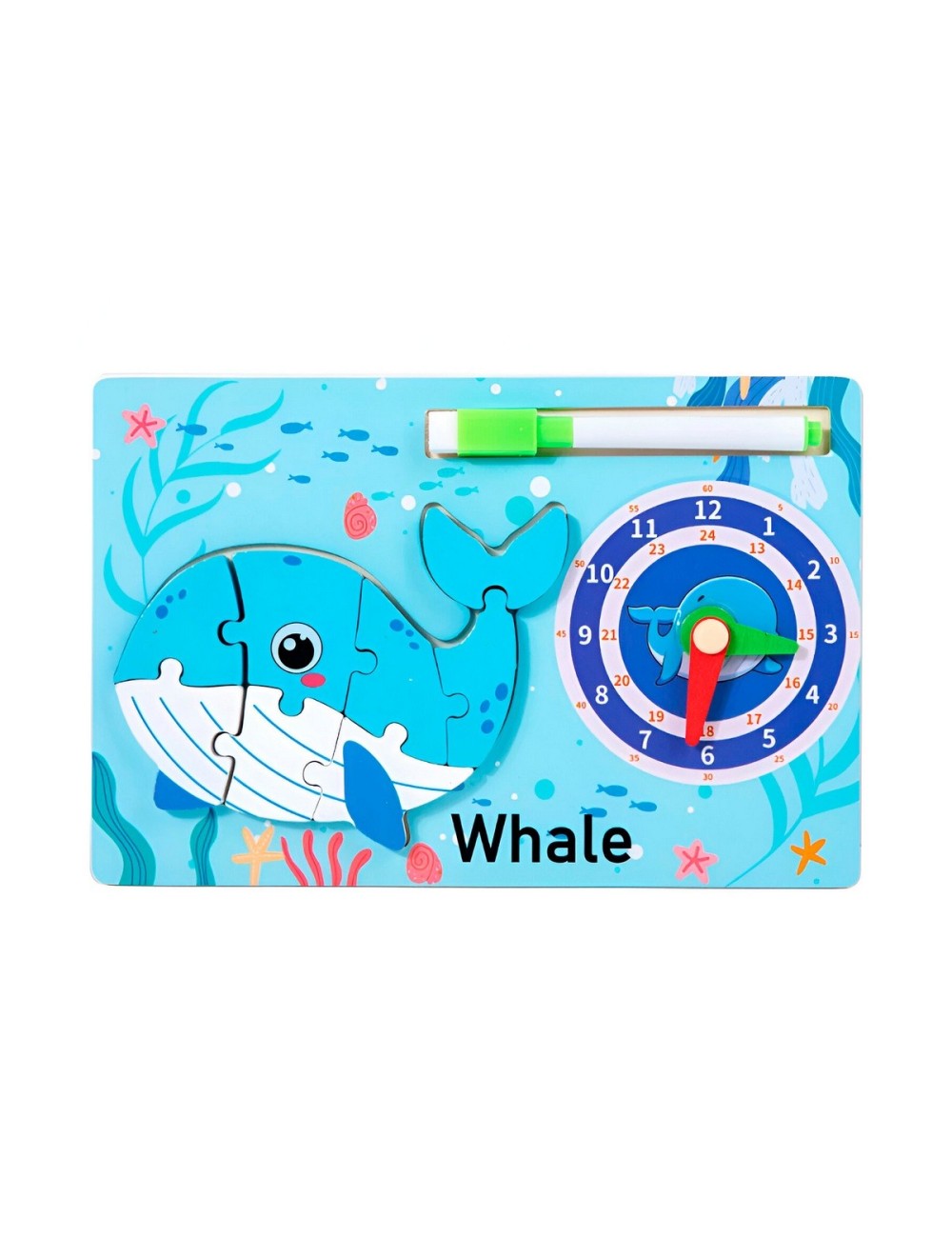 Rompecabeza Didactico Animal Selva + Reloj Tablero Marcador