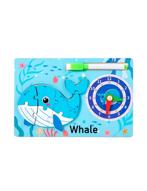 Rompecabeza Didactico Animal Selva + Reloj Tablero Marcador