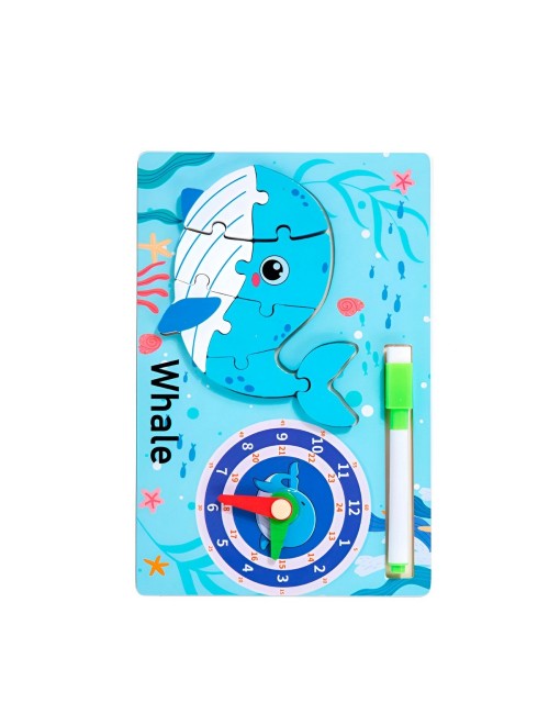 Rompecabeza Didactico Animal Selva + Reloj Tablero Marcador