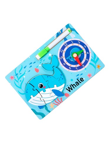 Rompecabeza Didactico Animal Selva + Reloj Tablero Marcador