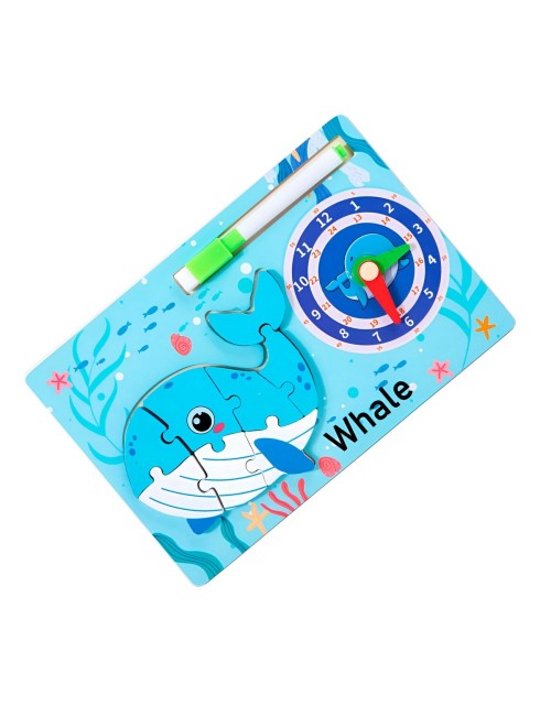 Rompecabeza Didactico Animal Selva + Reloj Tablero Marcador