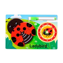 Rompecabeza Didactico Animal Selva + Reloj Tablero Marcador
