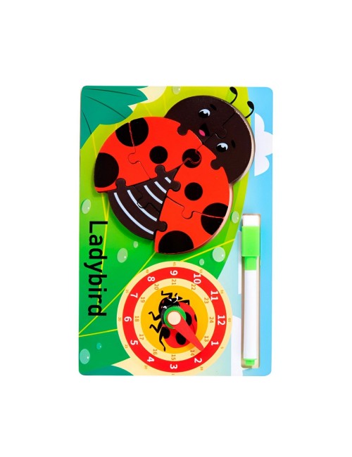 Rompecabeza Didactico Animal Selva + Reloj Tablero Marcador