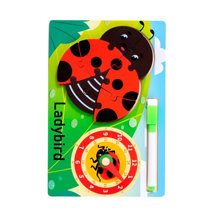 Rompecabeza Didactico Animal Selva + Reloj Tablero Marcador