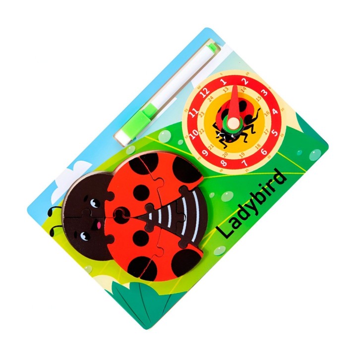 Rompecabeza Didactico Animal Selva + Reloj Tablero Marcador