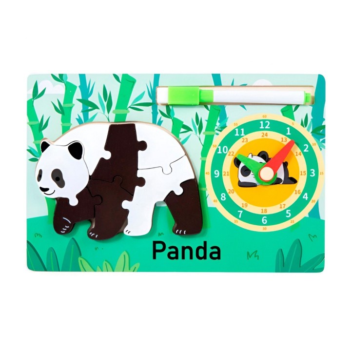Rompecabeza Didactico Animal Selva + Reloj Tablero Marcador
