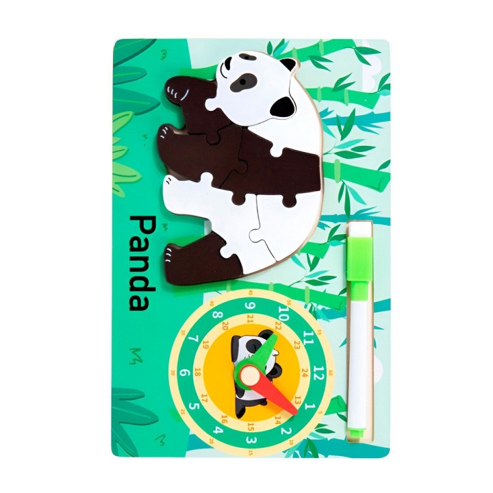 Rompecabeza Didactico Animal Selva + Reloj Tablero Marcador