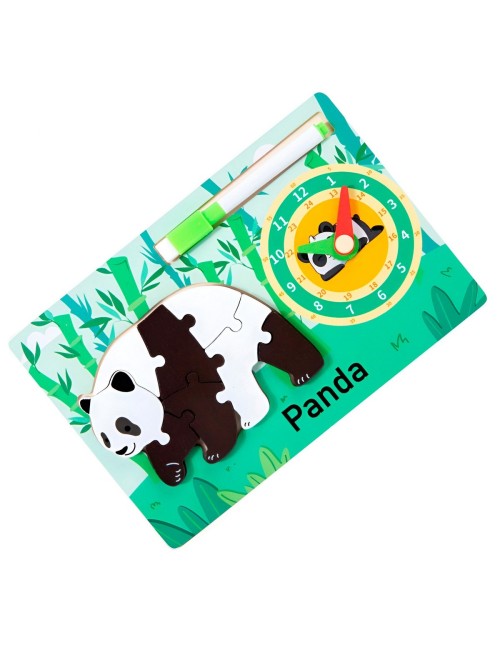 Rompecabeza Didactico Animal Selva + Reloj Tablero Marcador