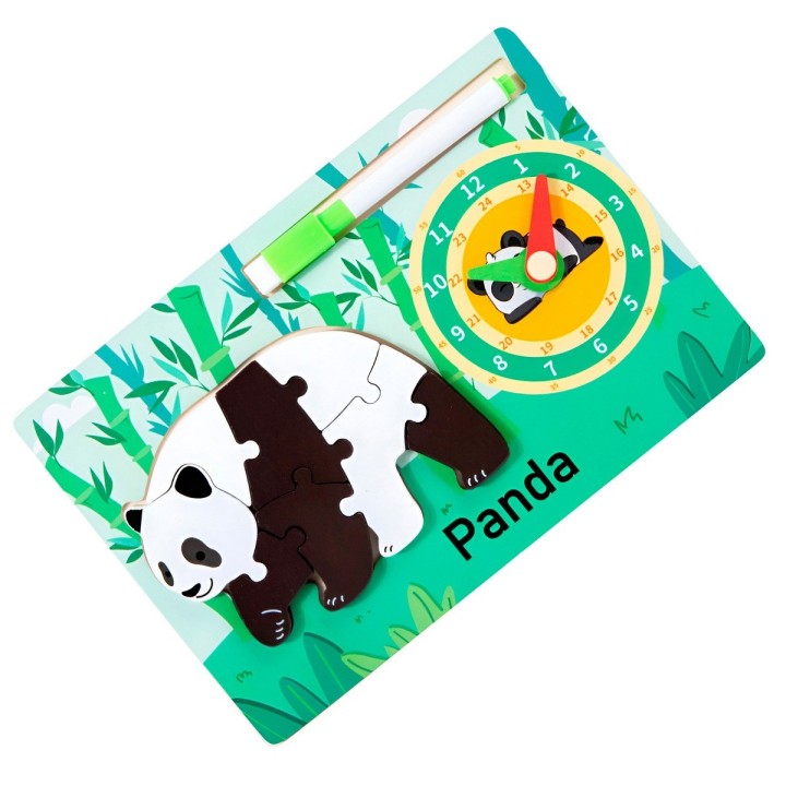 Rompecabeza Didactico Animal Selva + Reloj Tablero Marcador