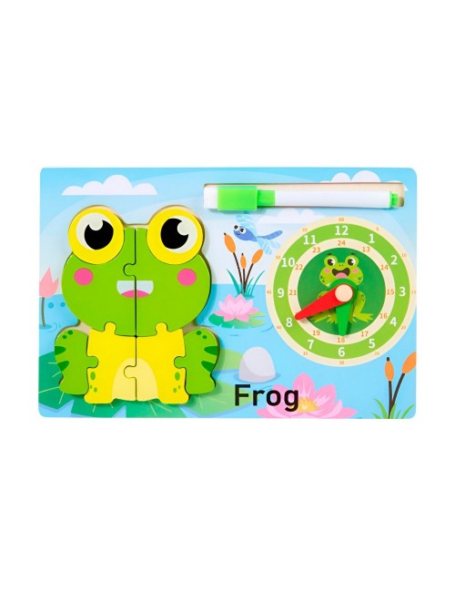 Rompecabeza Didactico Animal Selva + Reloj Tablero Marcador